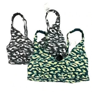 Offline By Aerie Sports Bras NWT Set Of 2 Animal Print Green Gray Medium
